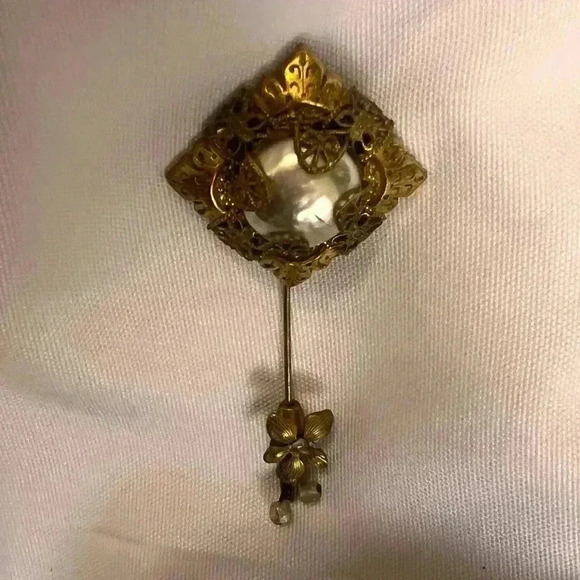 Vintage Very Rare Miriam Haskell Signed Chanel  PIN rare 2.75”perfect condition - Picture 7 of 7